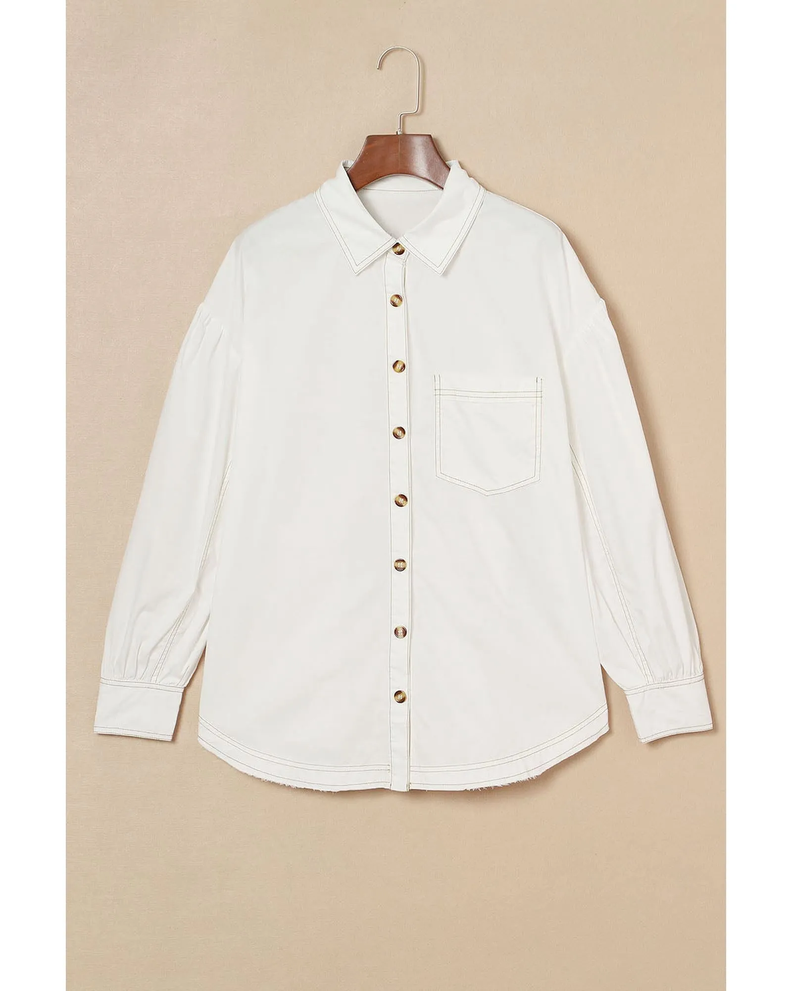 Azura Exchange White Bubble Sleeve Pocketed Shirt - L