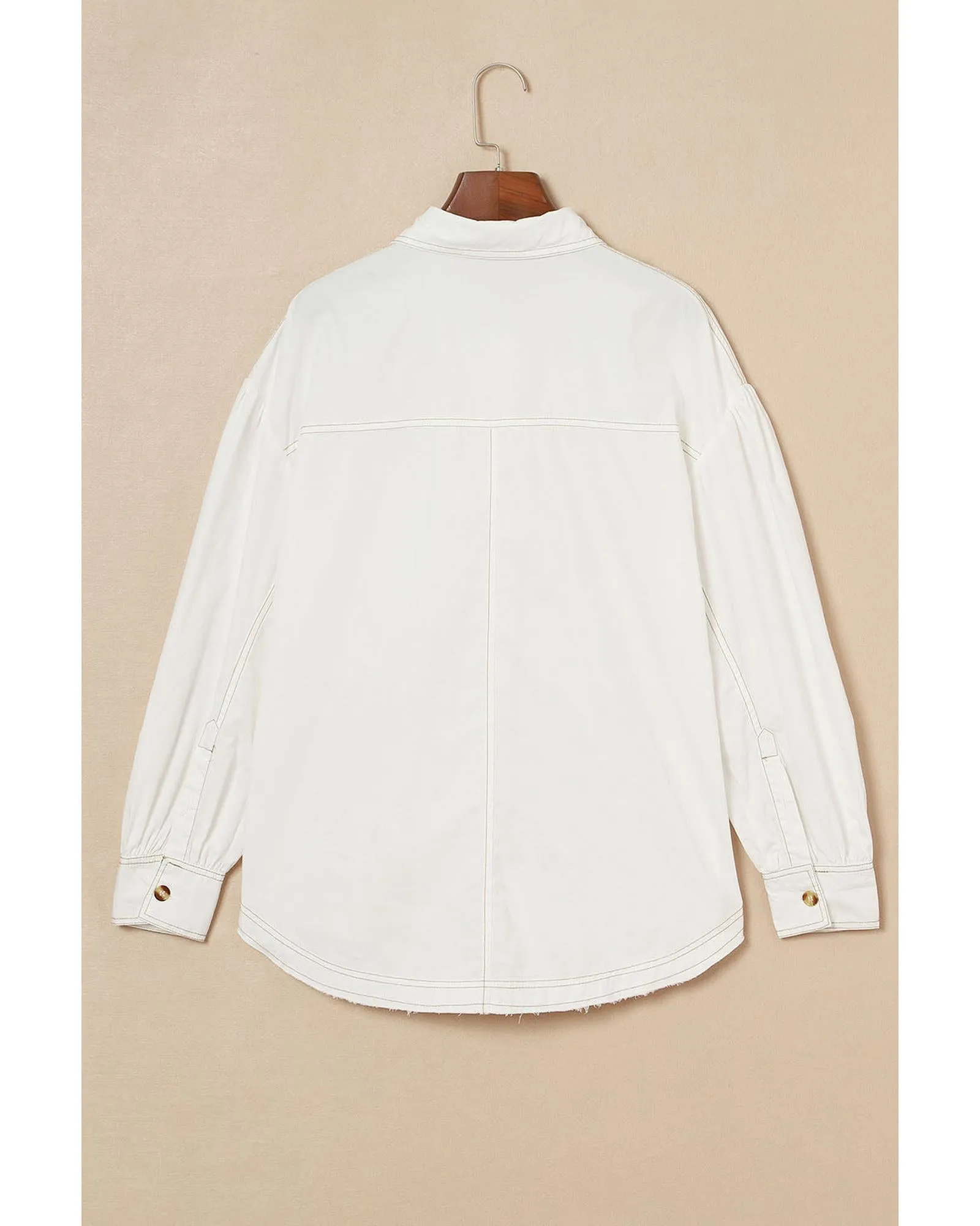 Azura Exchange White Bubble Sleeve Pocketed Shirt - L