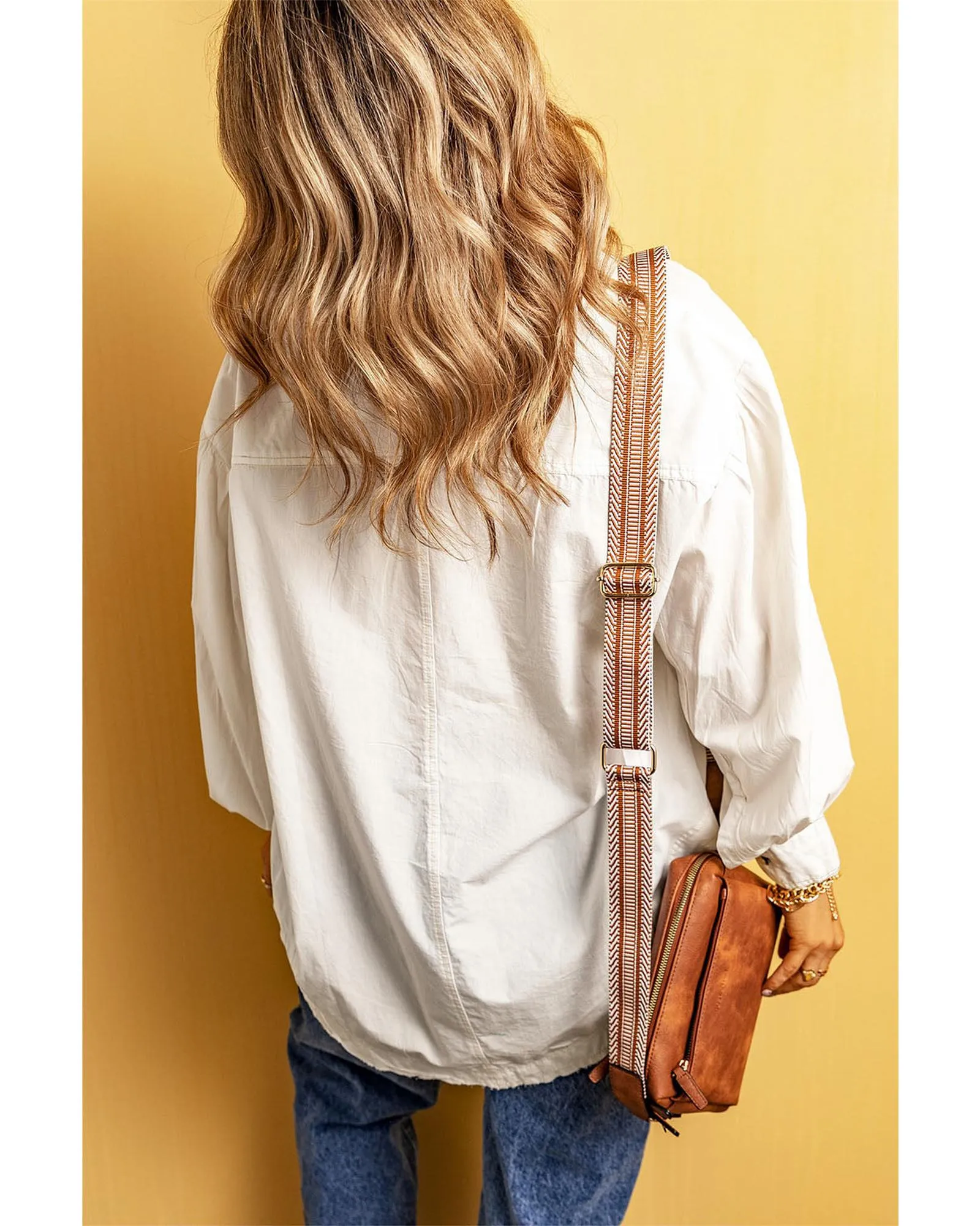 Azura Exchange White Bubble Sleeve Pocketed Shirt - L