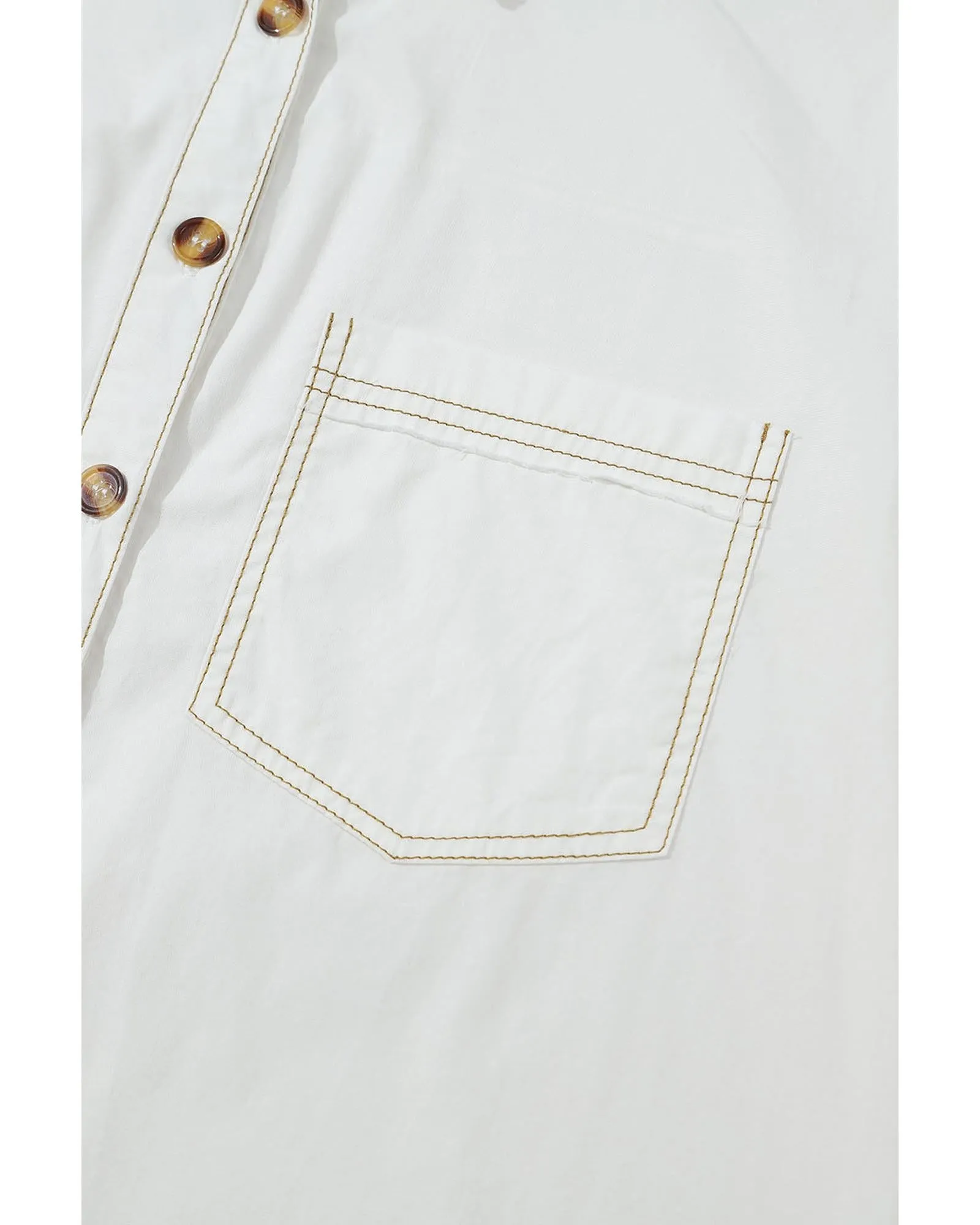 Azura Exchange White Bubble Sleeve Pocketed Shirt - L