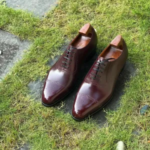 Brown Leather Azores Brogue Toe Cap Oxford Shoes - AW24
