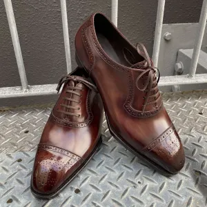 Brown Leather Evora Brogue Toe Cap Oxford Shoes - AW24