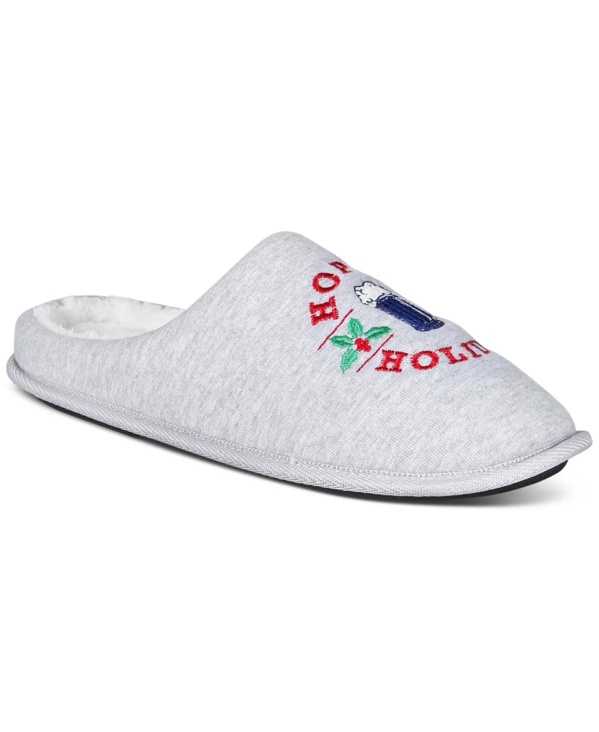 Club Room Mens Hoppy Holidays Slip On Slippers Light Grey Small 6 to 7
