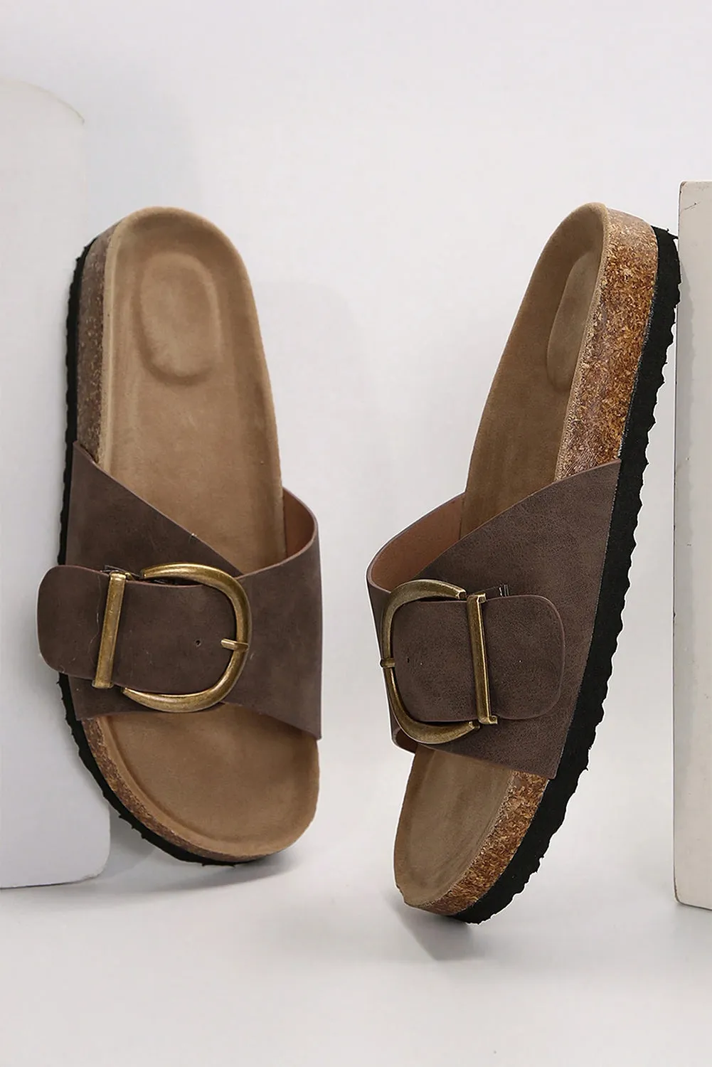 Coffee One Band Metal Decor Slippers