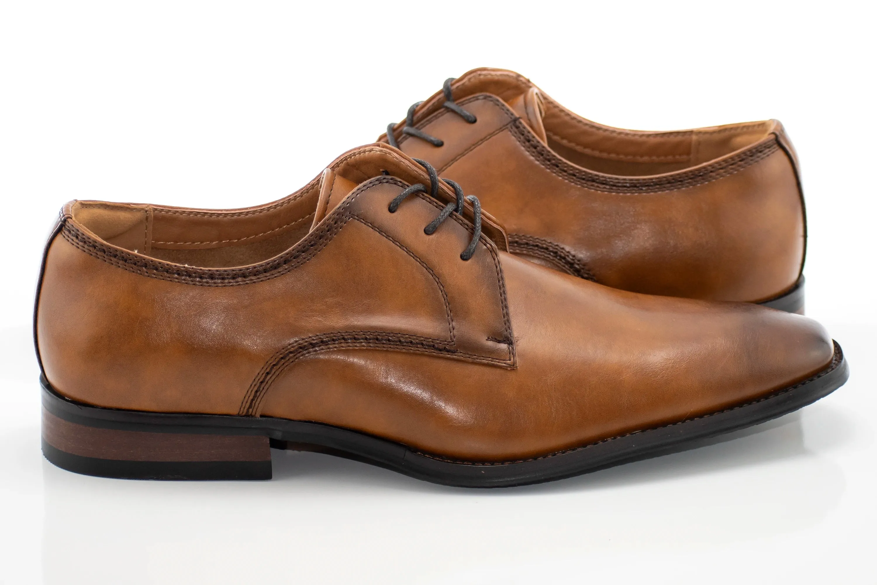 Cognac Grain Leather Derby Lace Dress Shoe
