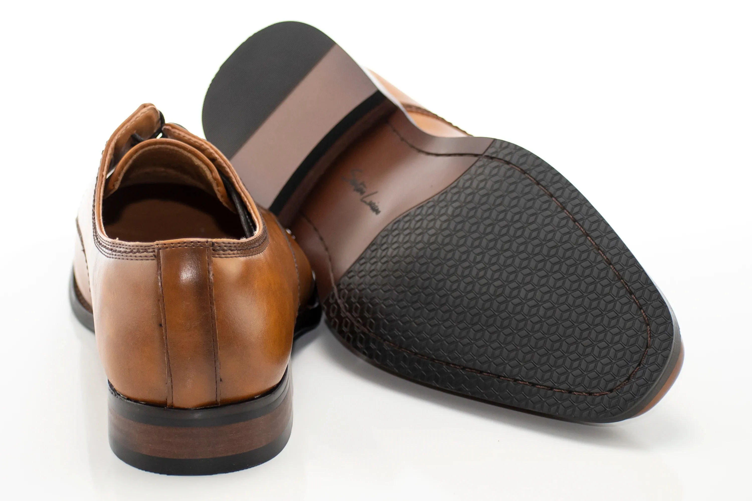 Cognac Grain Leather Derby Lace Dress Shoe