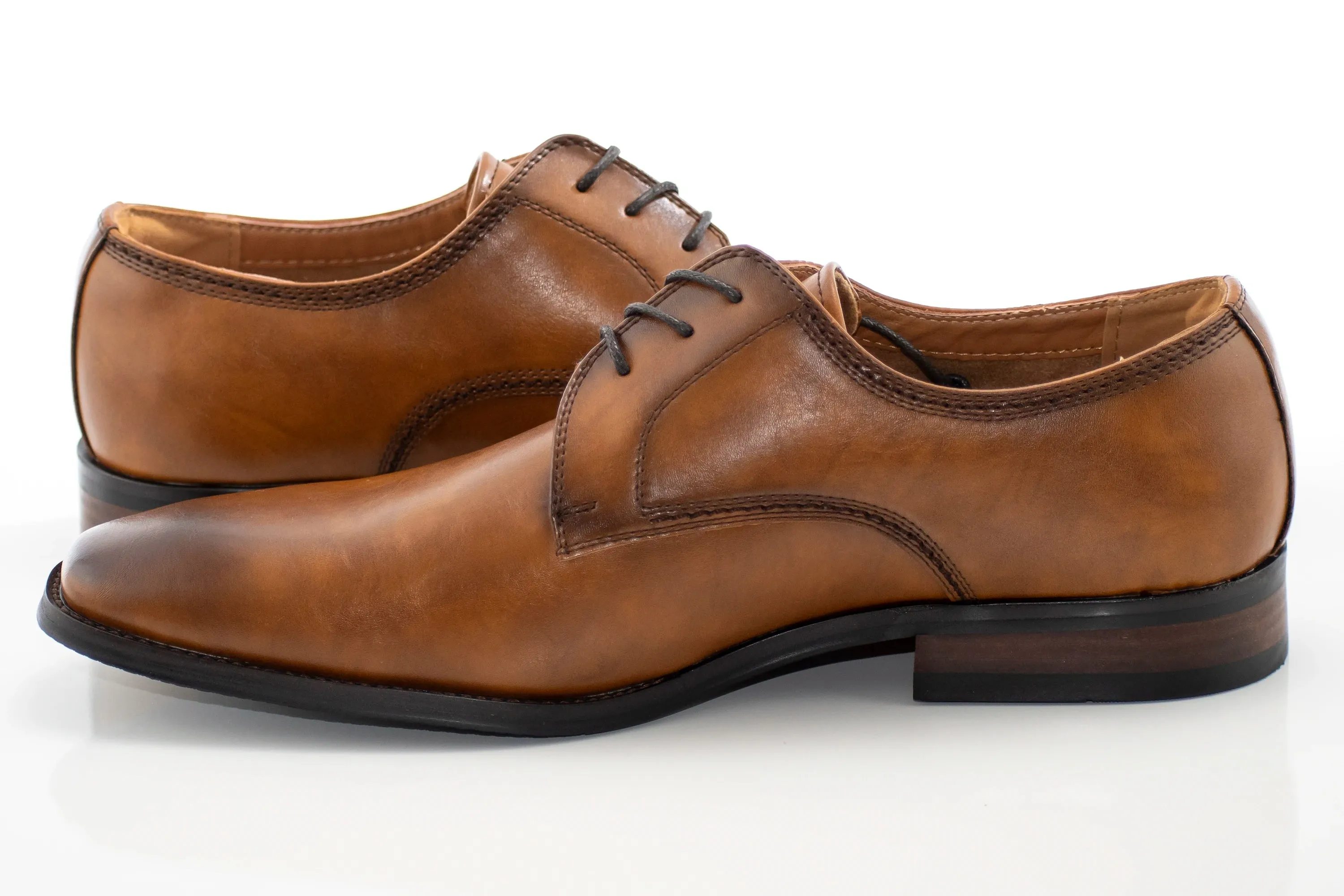 Cognac Grain Leather Derby Lace Dress Shoe