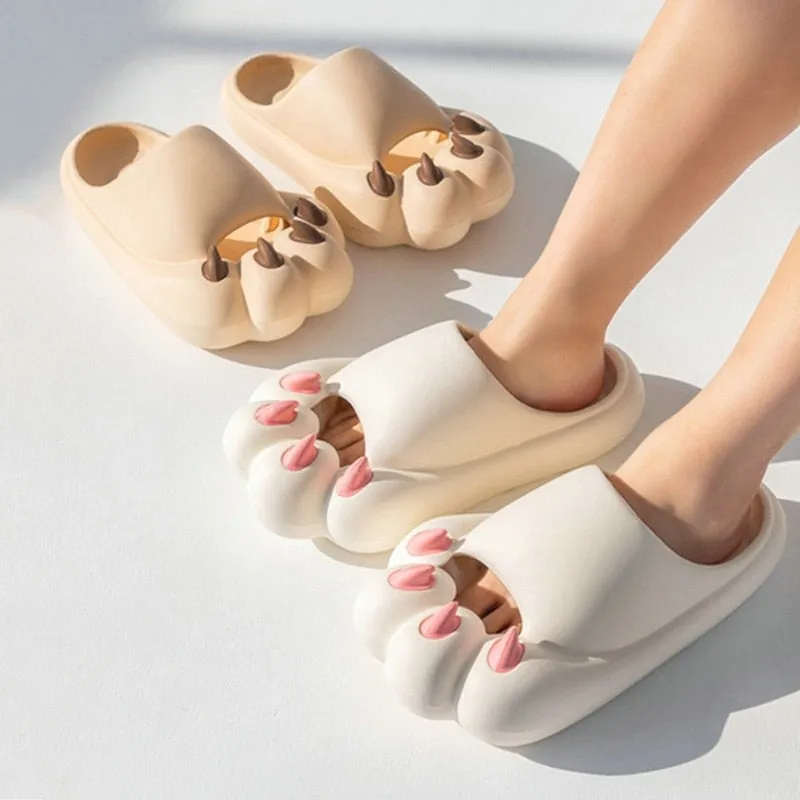 Comfortable and Stylish Cute Cat Paw Slippers: Perfect for Lounging at Home or Relaxing at the Beach