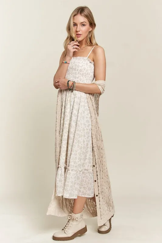 Floral Whimsy Smocked  Ruffled Hem Cami Dress