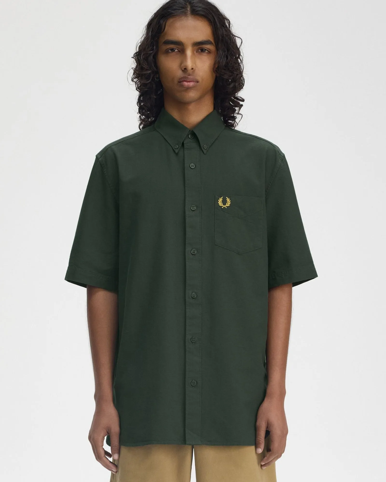 Fred Perry S/S Oxford Shirt - Court Green