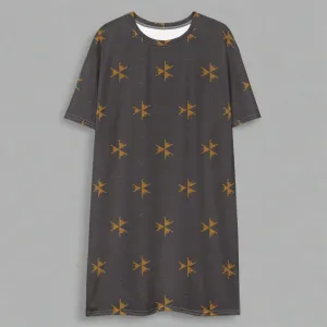 Gray Abstract Oversized T-Shirt Dress 2XS-6XL