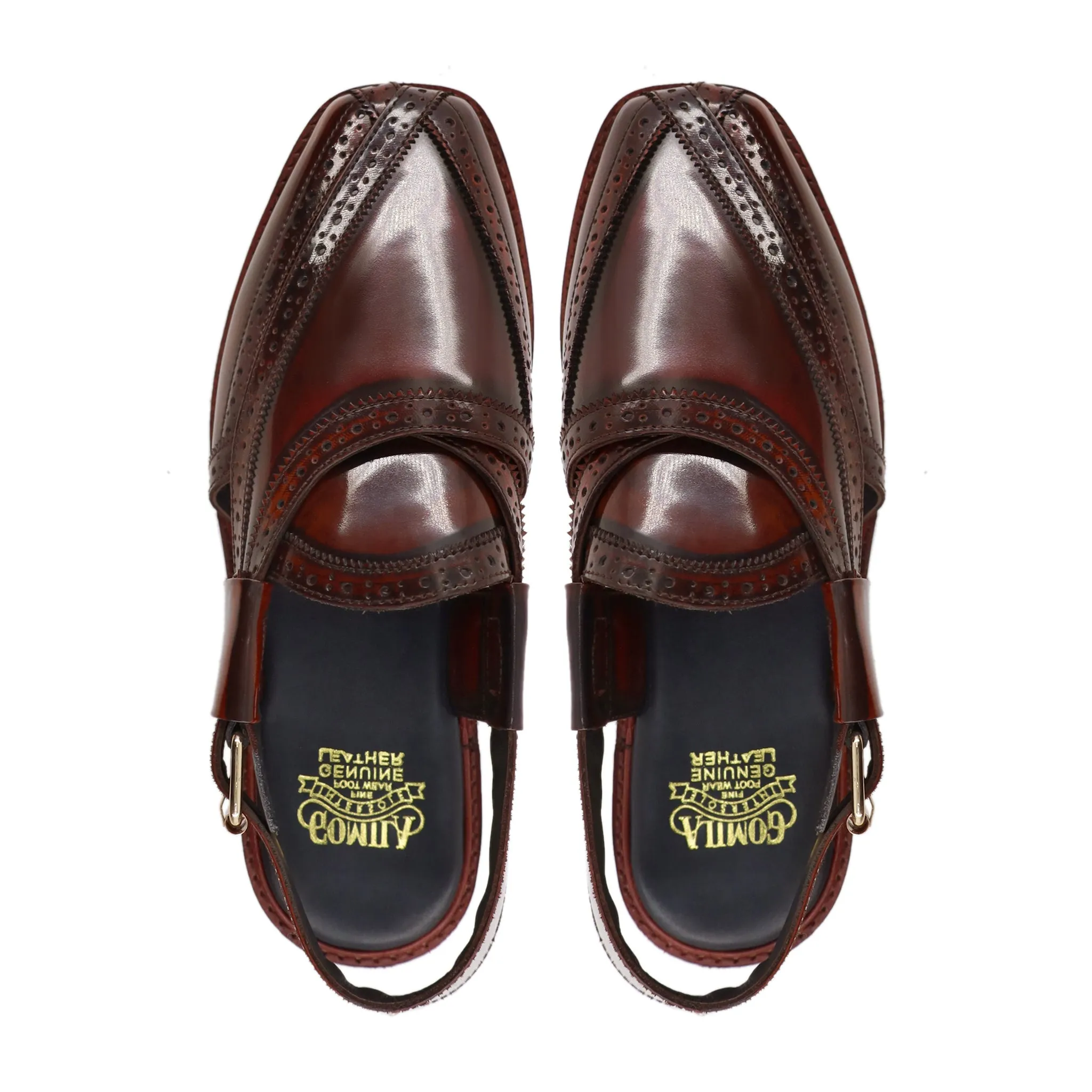 Hosei - Men's Oxblood Box Leather High Shine Sandal