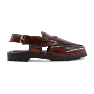 Hosei - Men's Oxblood Box Leather High Shine Sandal