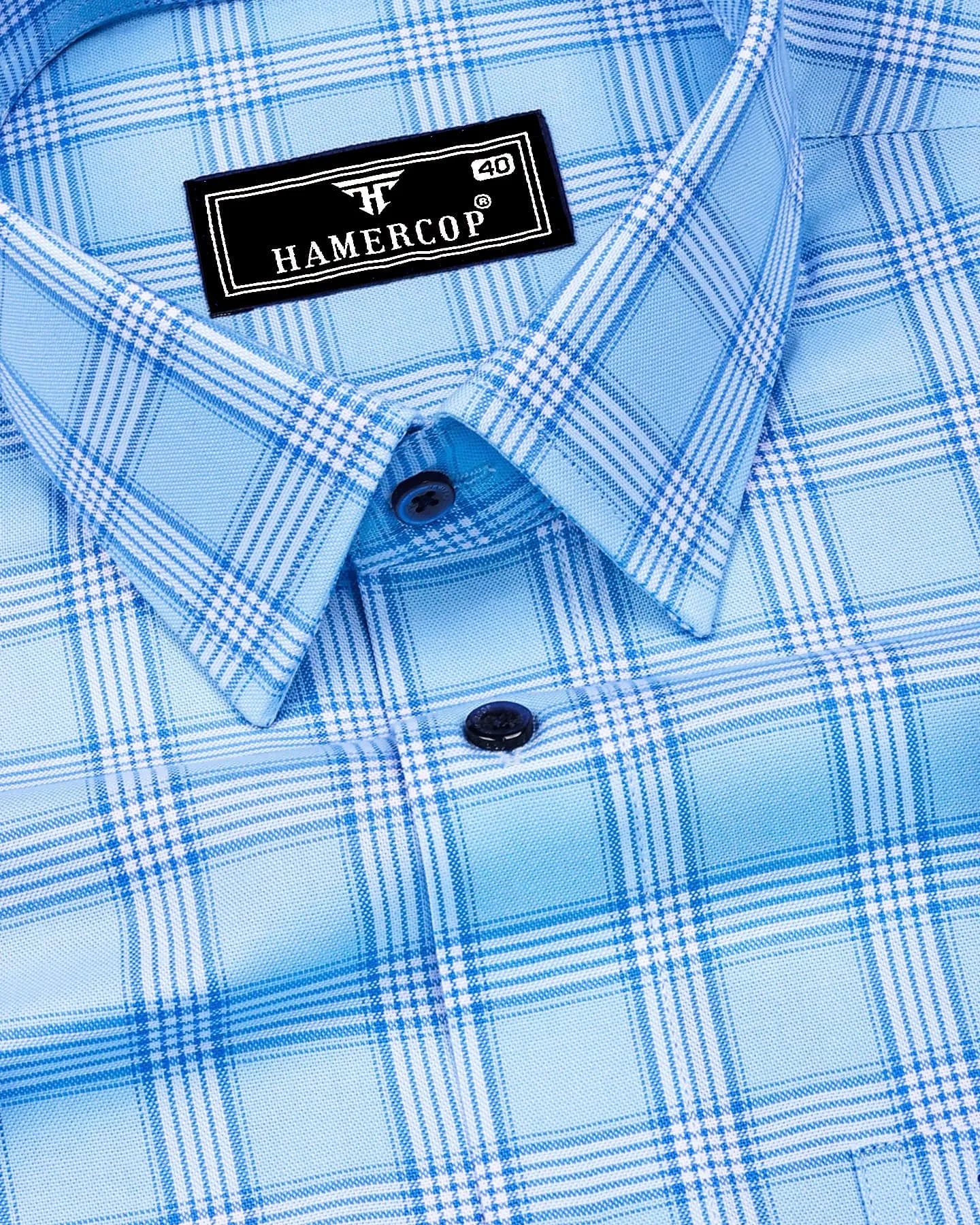 Izola AquaBlue With White Check Oxford Cotton Shirt
