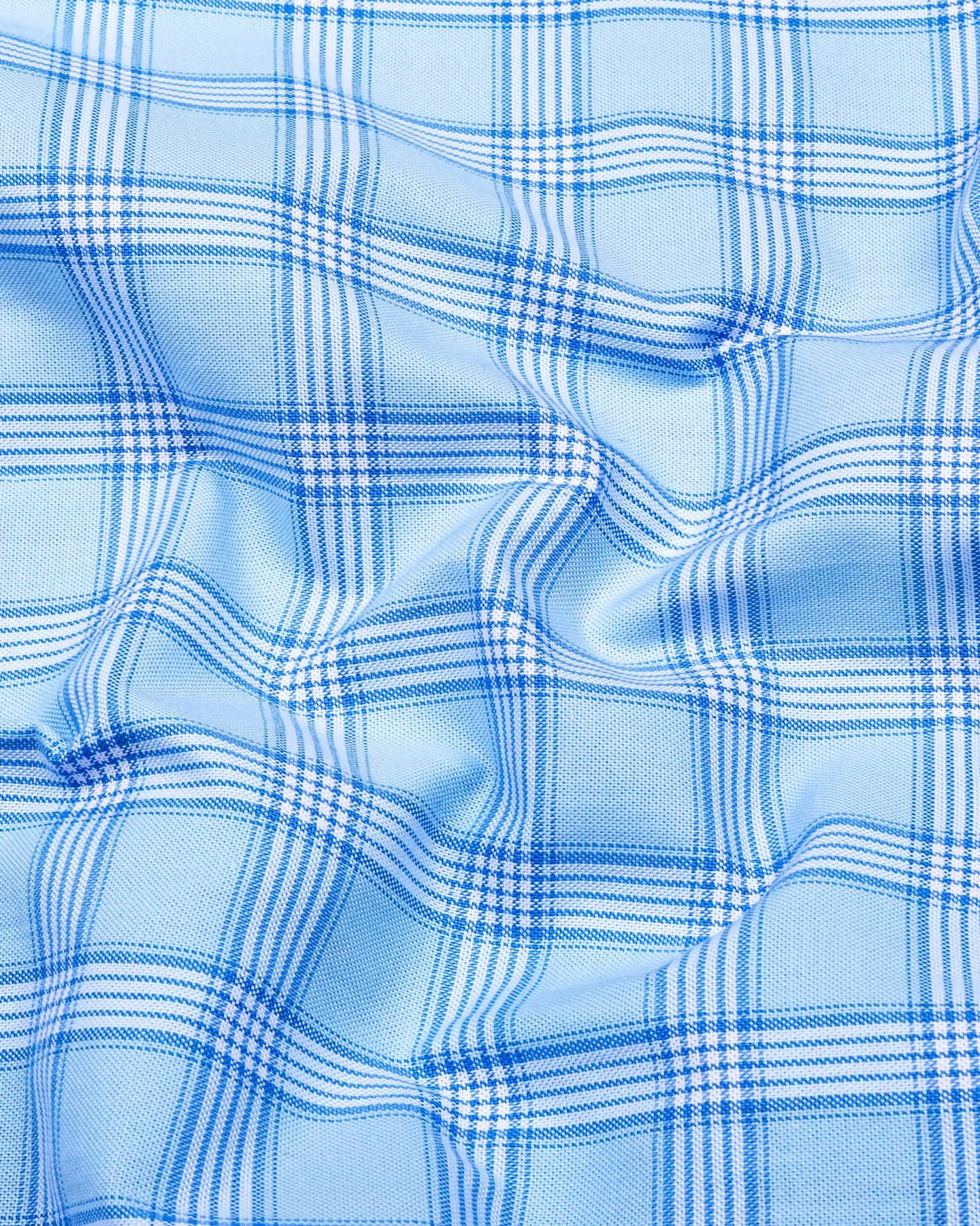 Izola AquaBlue With White Check Oxford Cotton Shirt