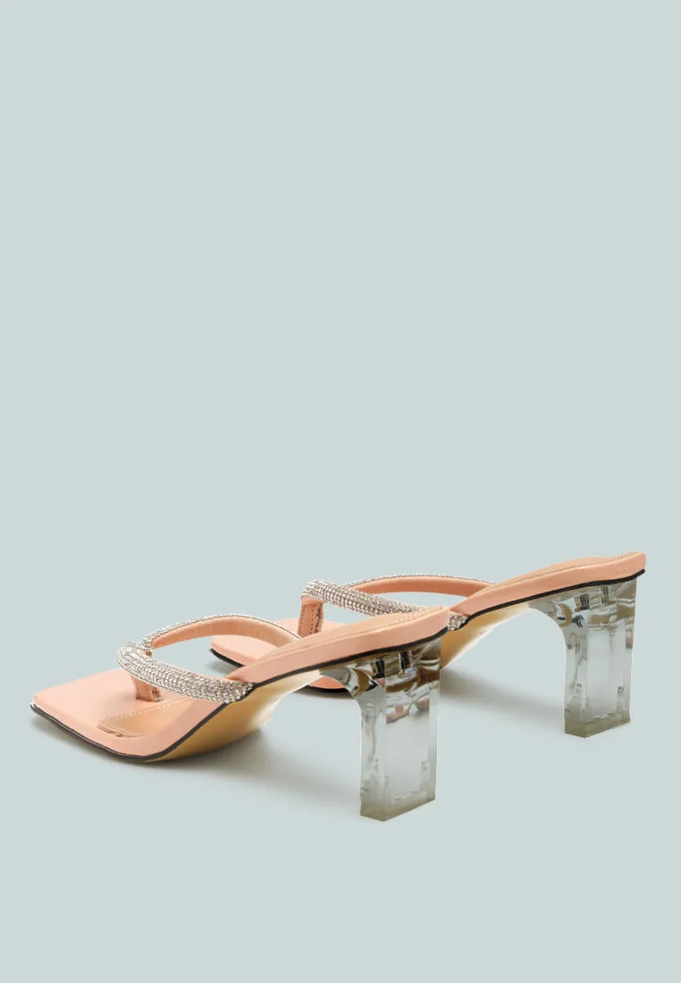 litchi rhinestone embellished strap sandals