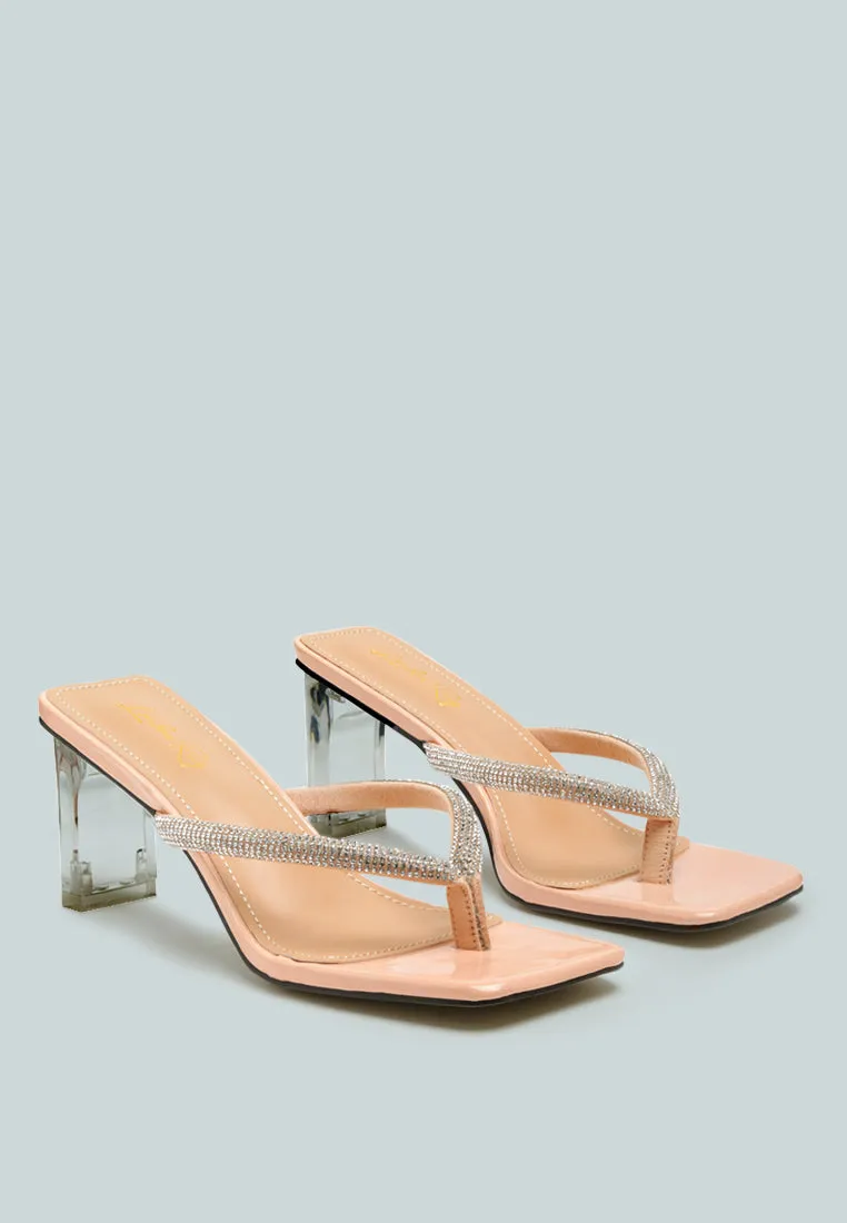 litchi rhinestone embellished strap sandals