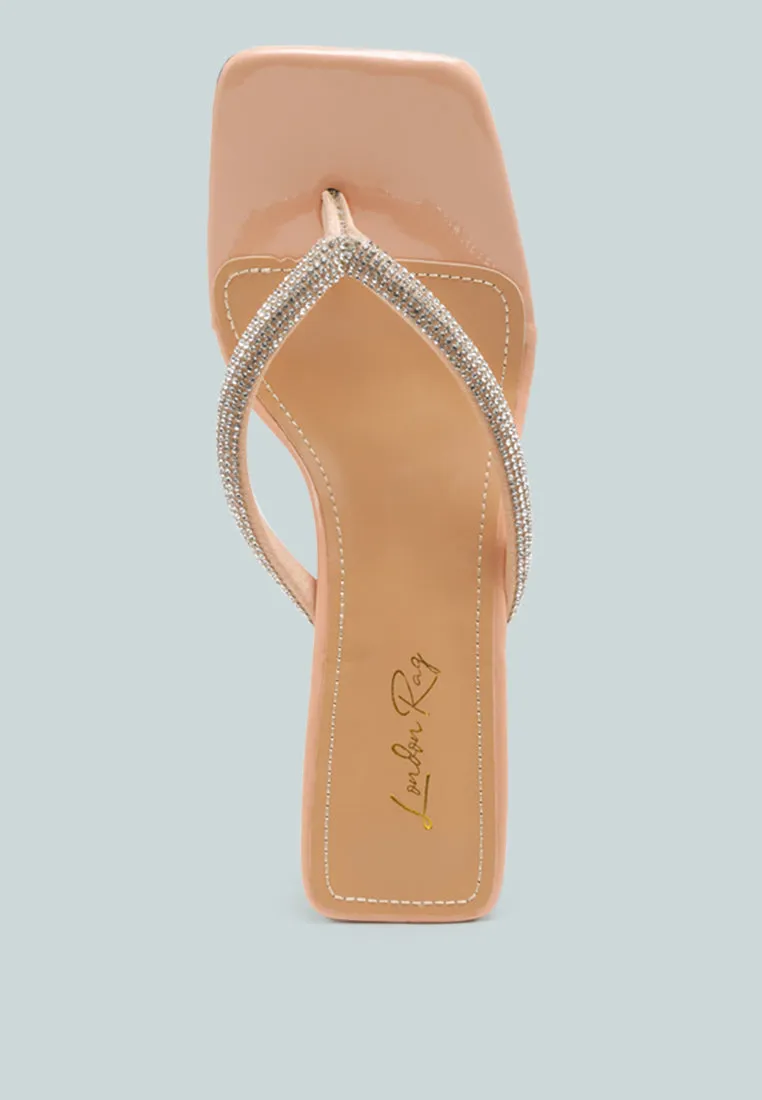 litchi rhinestone embellished strap sandals