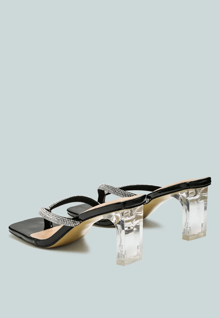 litchi rhinestone embellished strap sandals