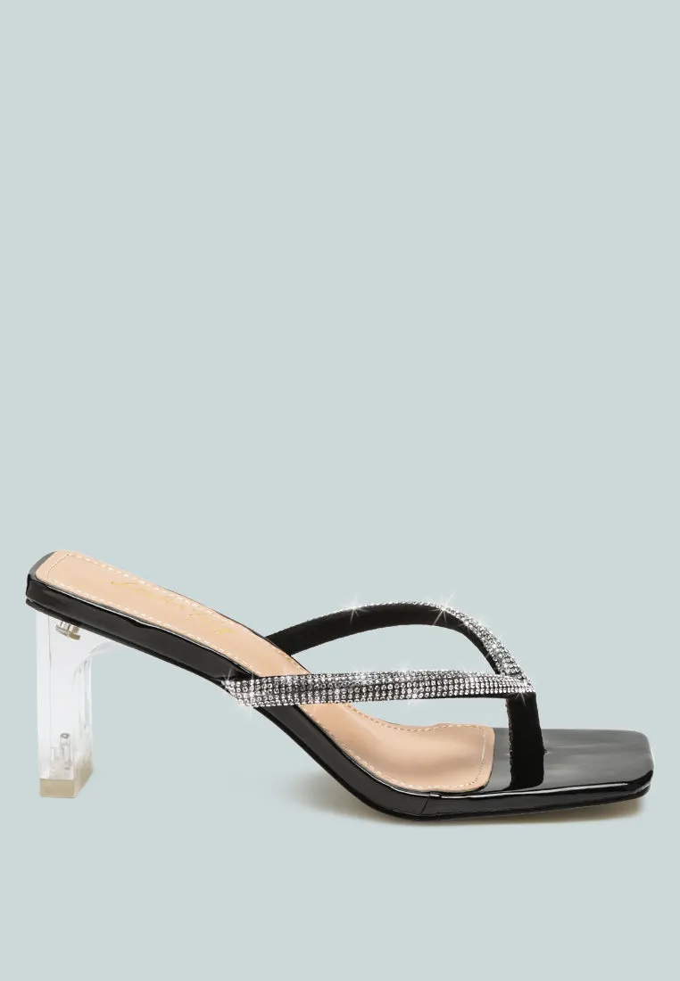 litchi rhinestone embellished strap sandals