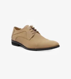 Men Beige Solid Derby Shoes