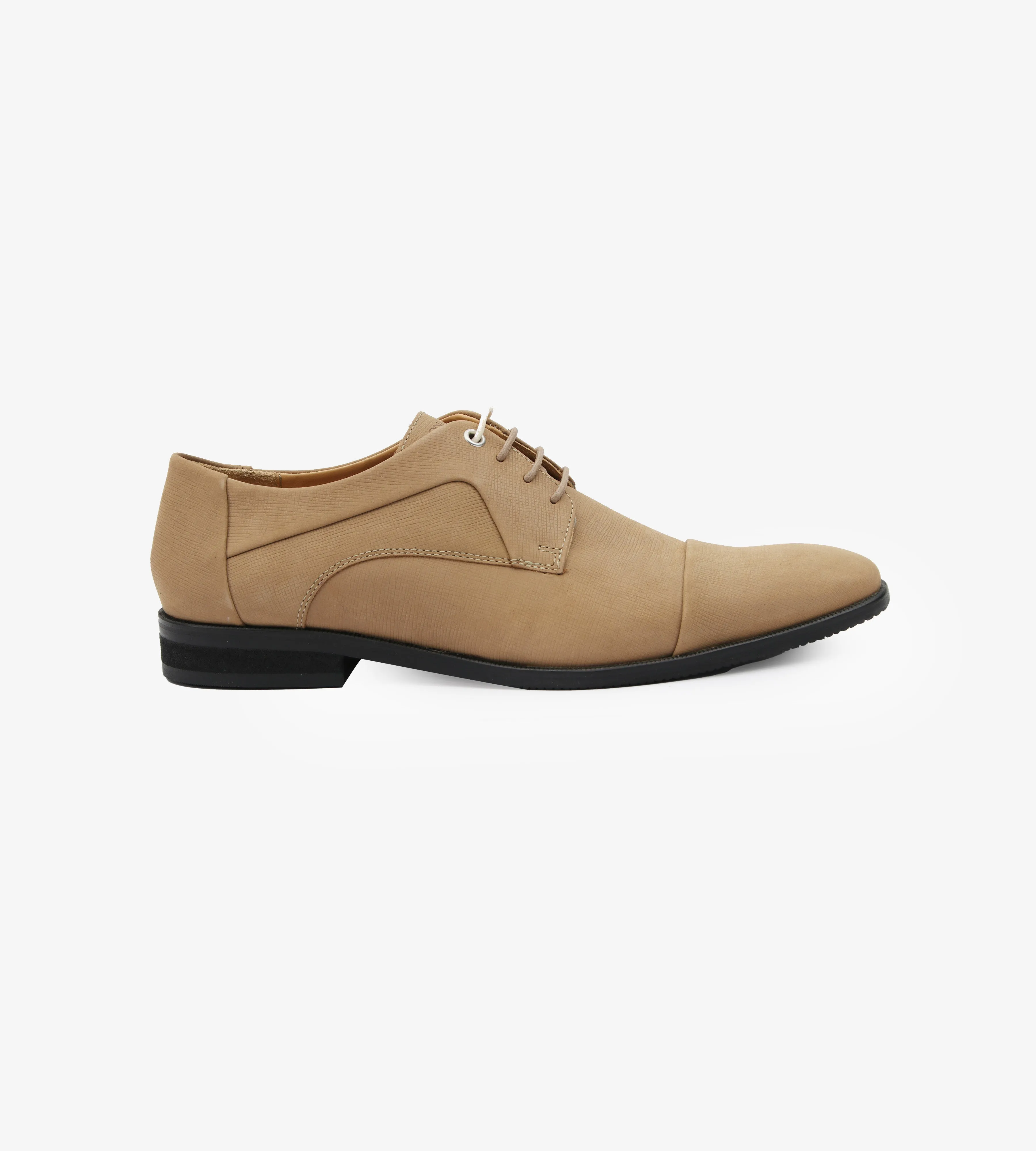 Men Beige Solid Derby Shoes