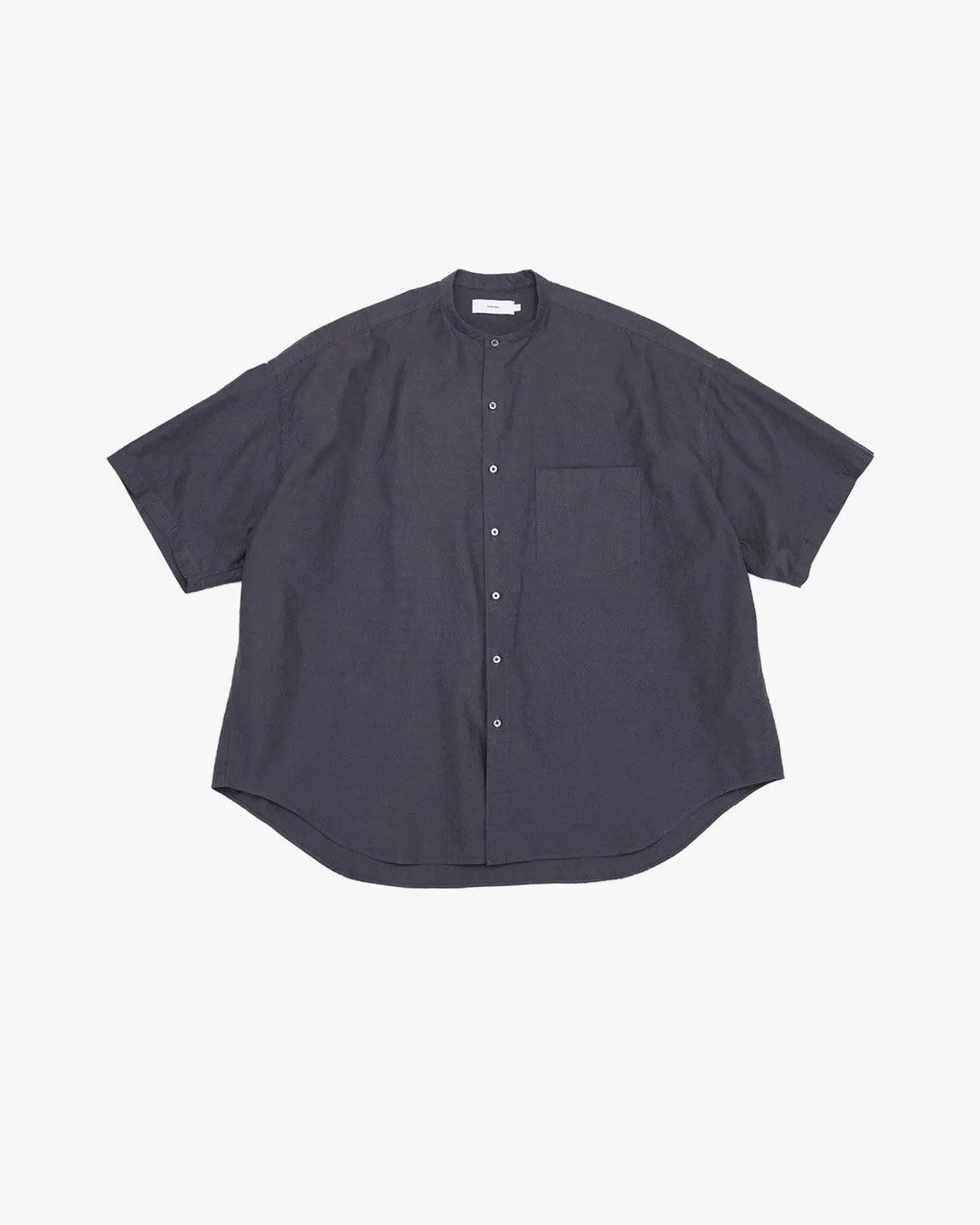 Oxford S/S Oversized Band Collar Shirt
