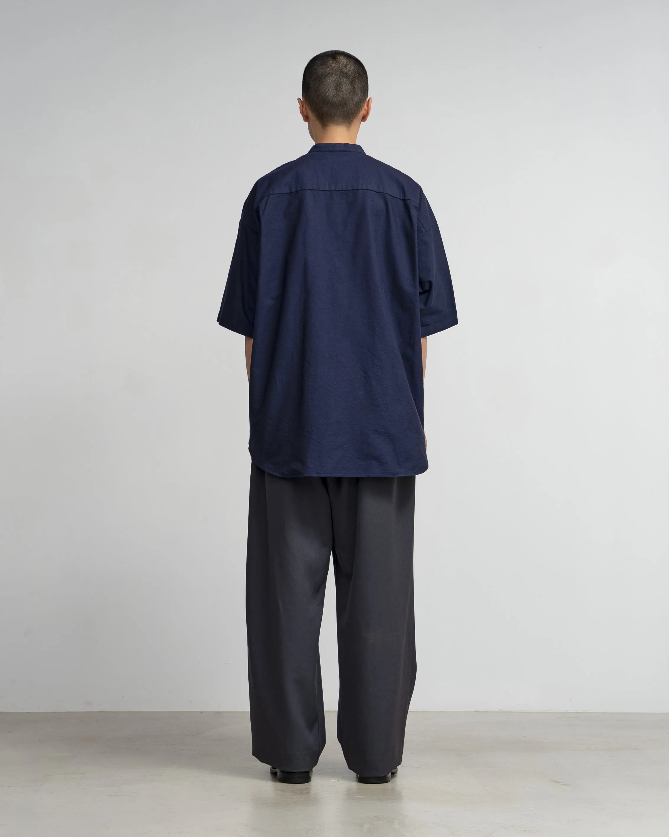 Oxford S/S Oversized Band Collar Shirt