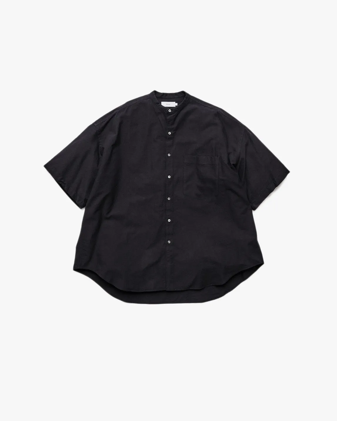 Oxford S/S Oversized Band Collar Shirt