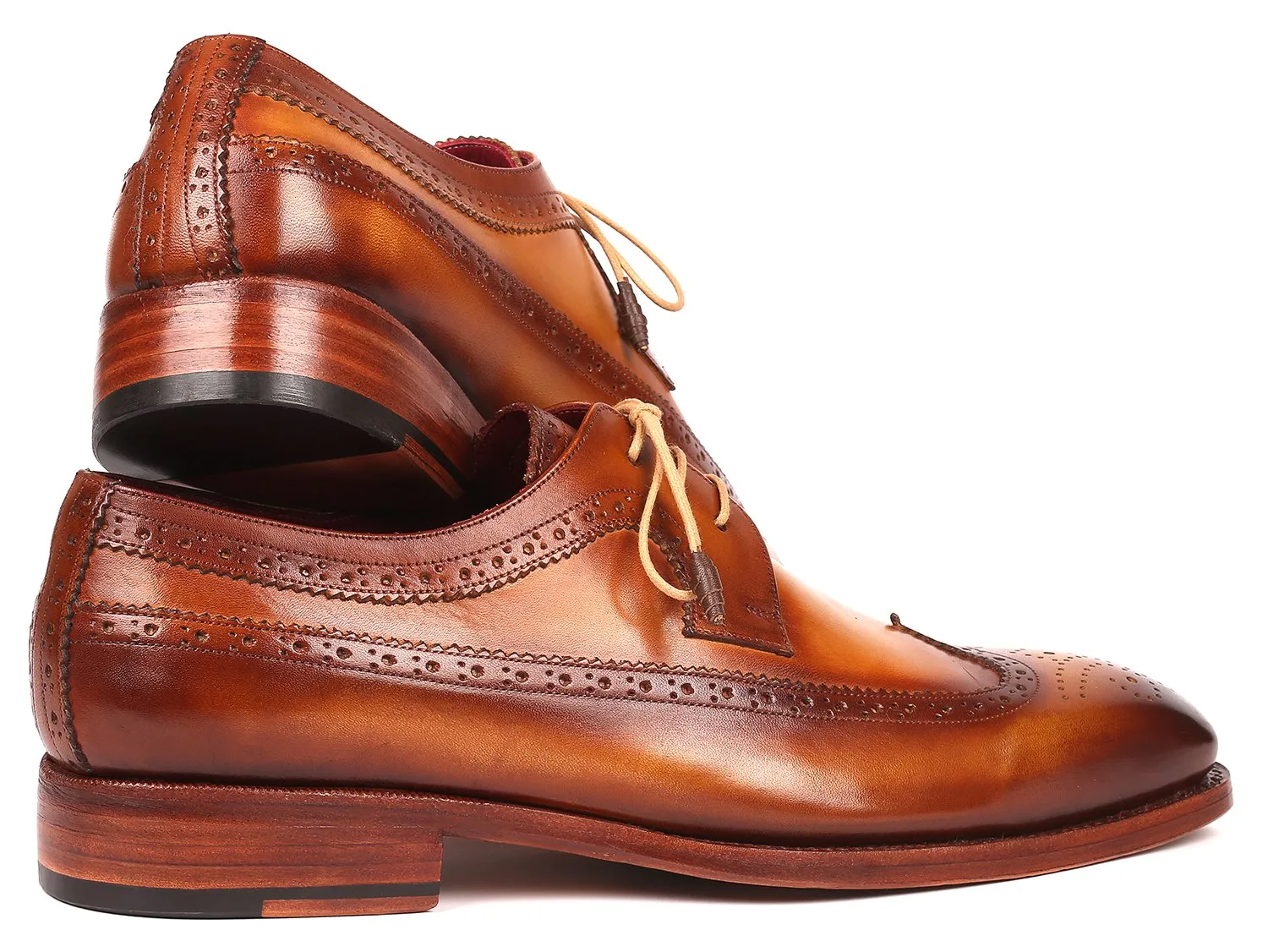Paul Parkman Goodyear Welted, Wingtip Derby Shoes, Camel color