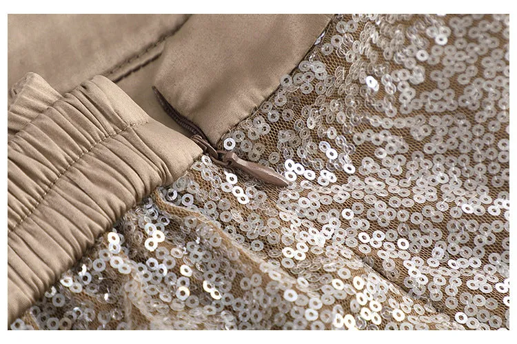 Plus Size Sequins Midi Skirt