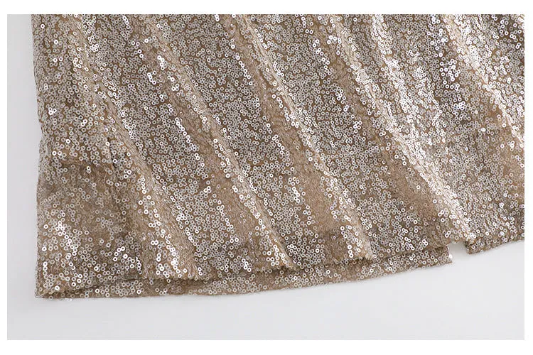 Plus Size Sequins Midi Skirt