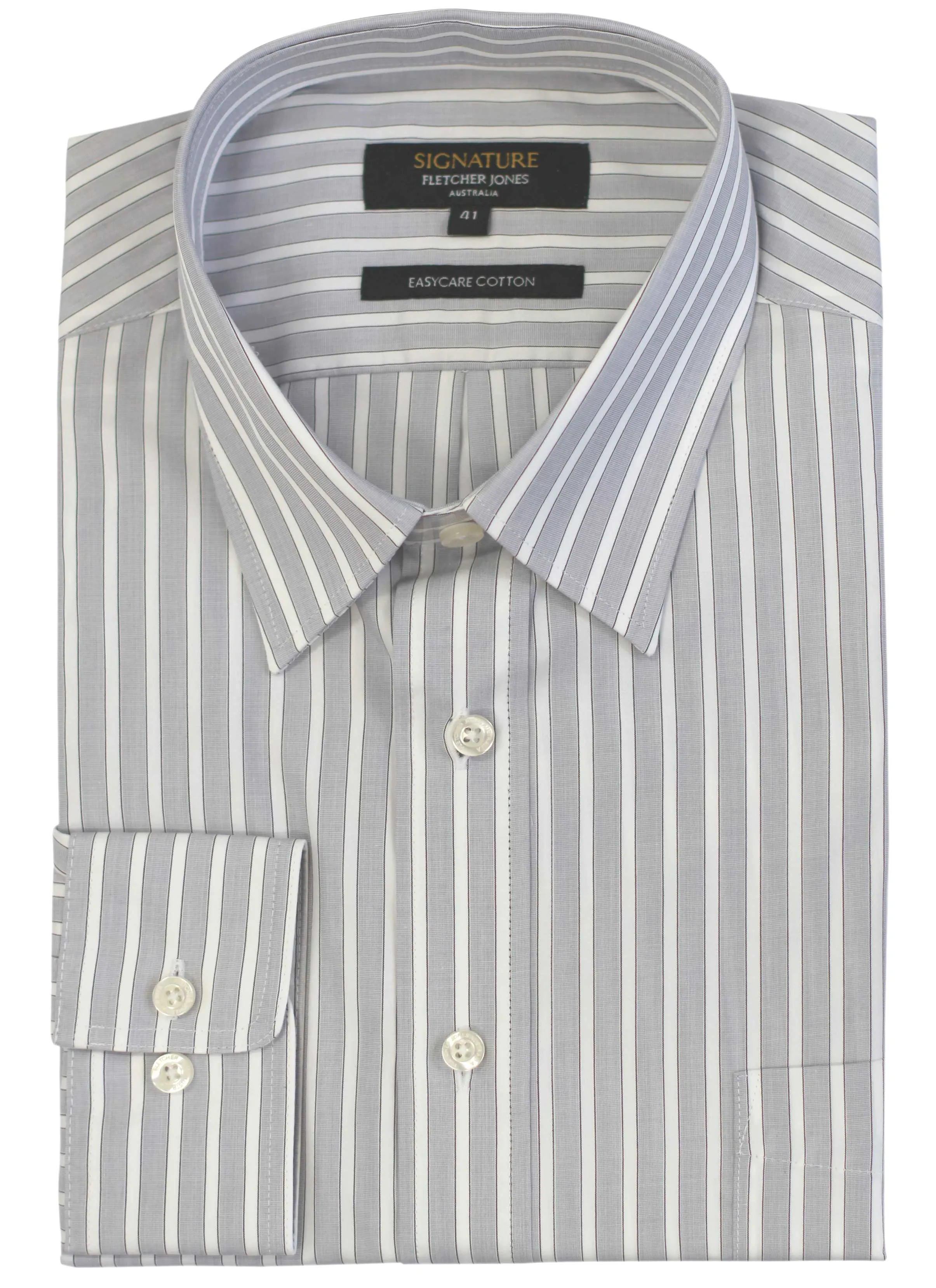 RANFORD CLASSIC FIT BUSINESS SHIRT - GREY STRIPE
