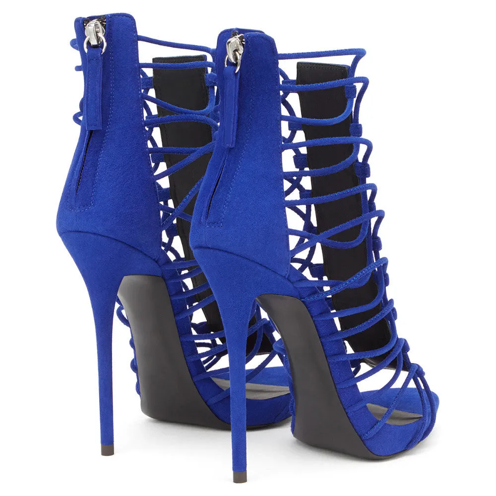 Roman-inspired Strappy Open-Toe High Heel Evening Sandals