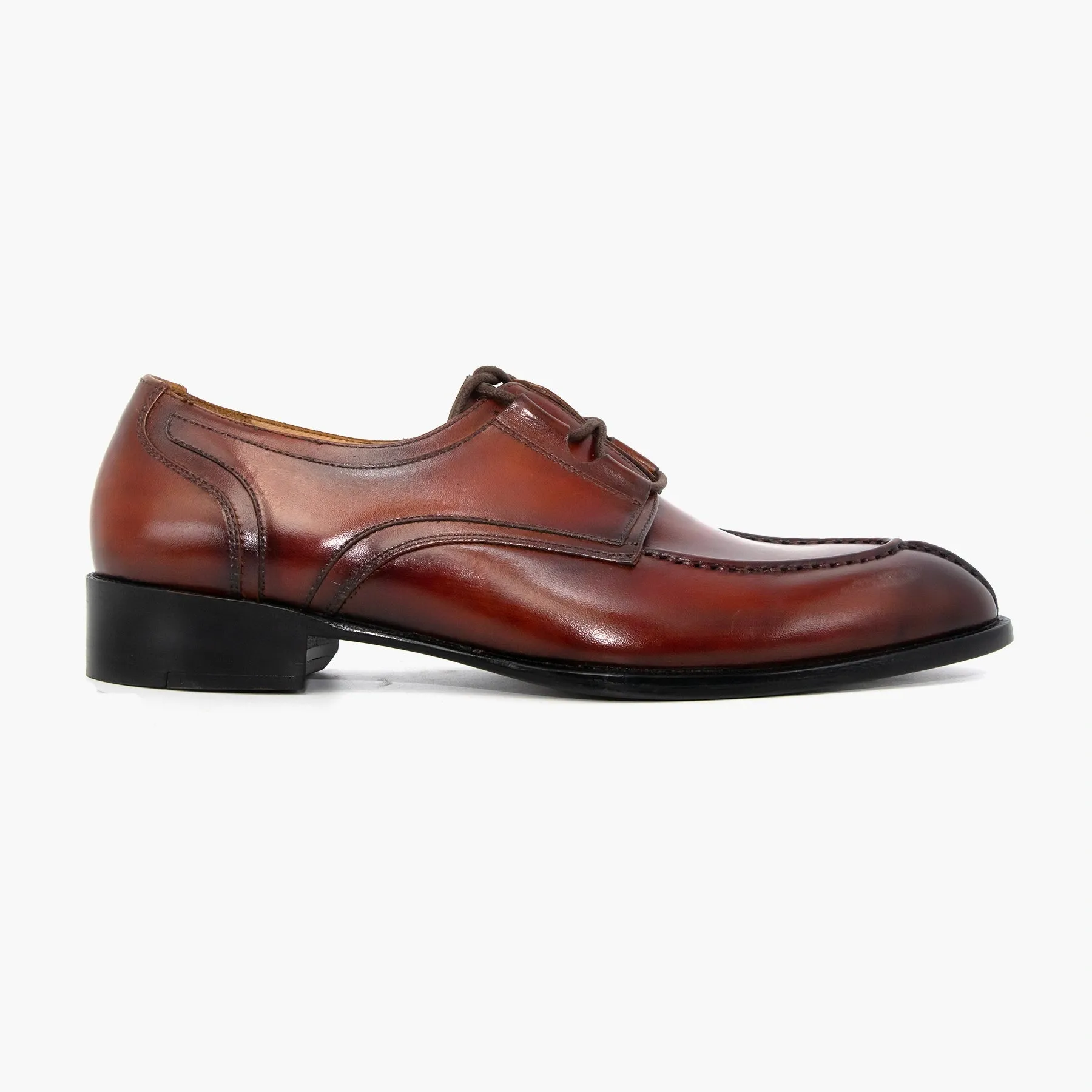 Round Tomm Dark Red Derby Leather Shoes