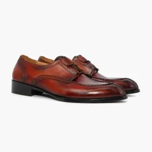 Round Tomm Dark Red Derby Leather Shoes