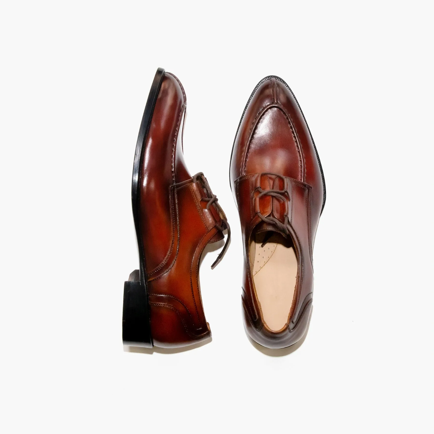 Round Tomm Dark Red Derby Leather Shoes