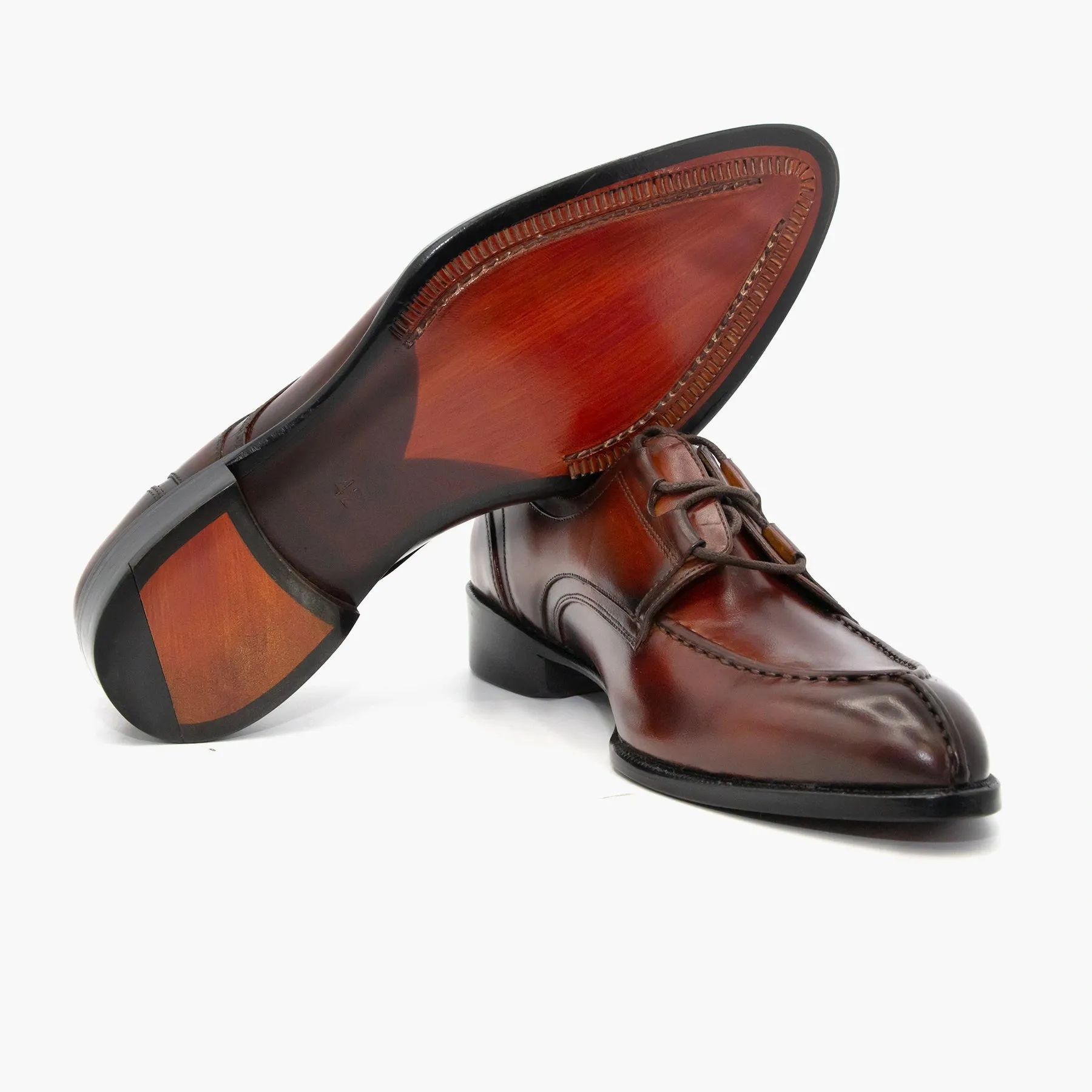 Round Tomm Dark Red Derby Leather Shoes
