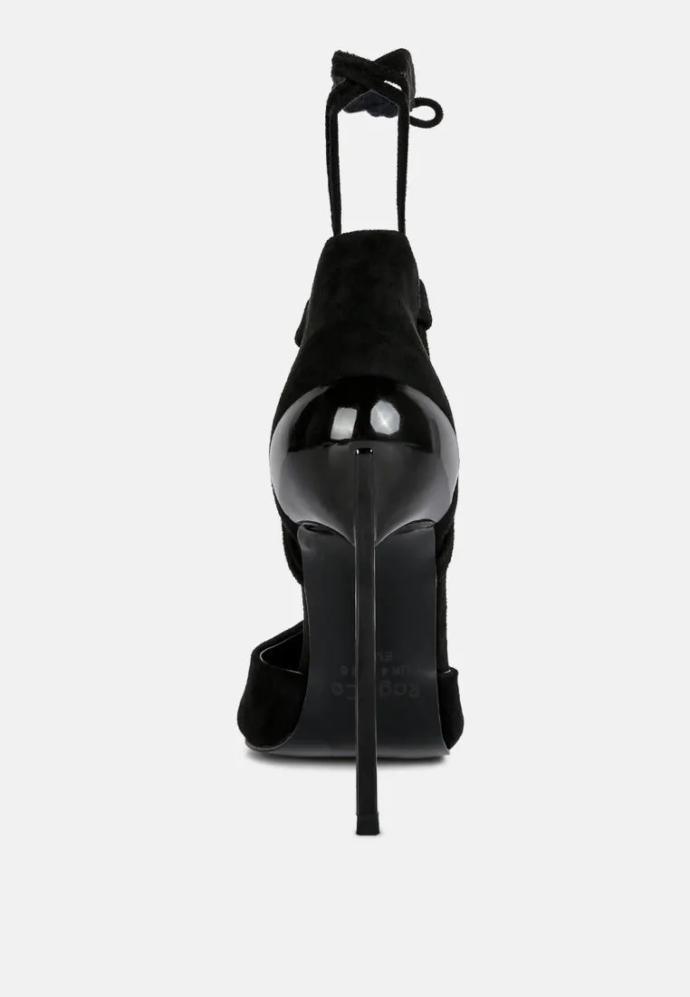 Rule Breaker Lace Up Stiletto Heel Suede Sandals