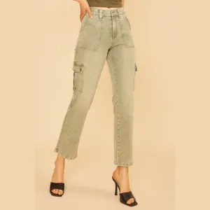 Straight Leg Jeans with Cargo Pockets