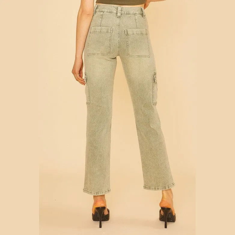 Straight Leg Jeans with Cargo Pockets