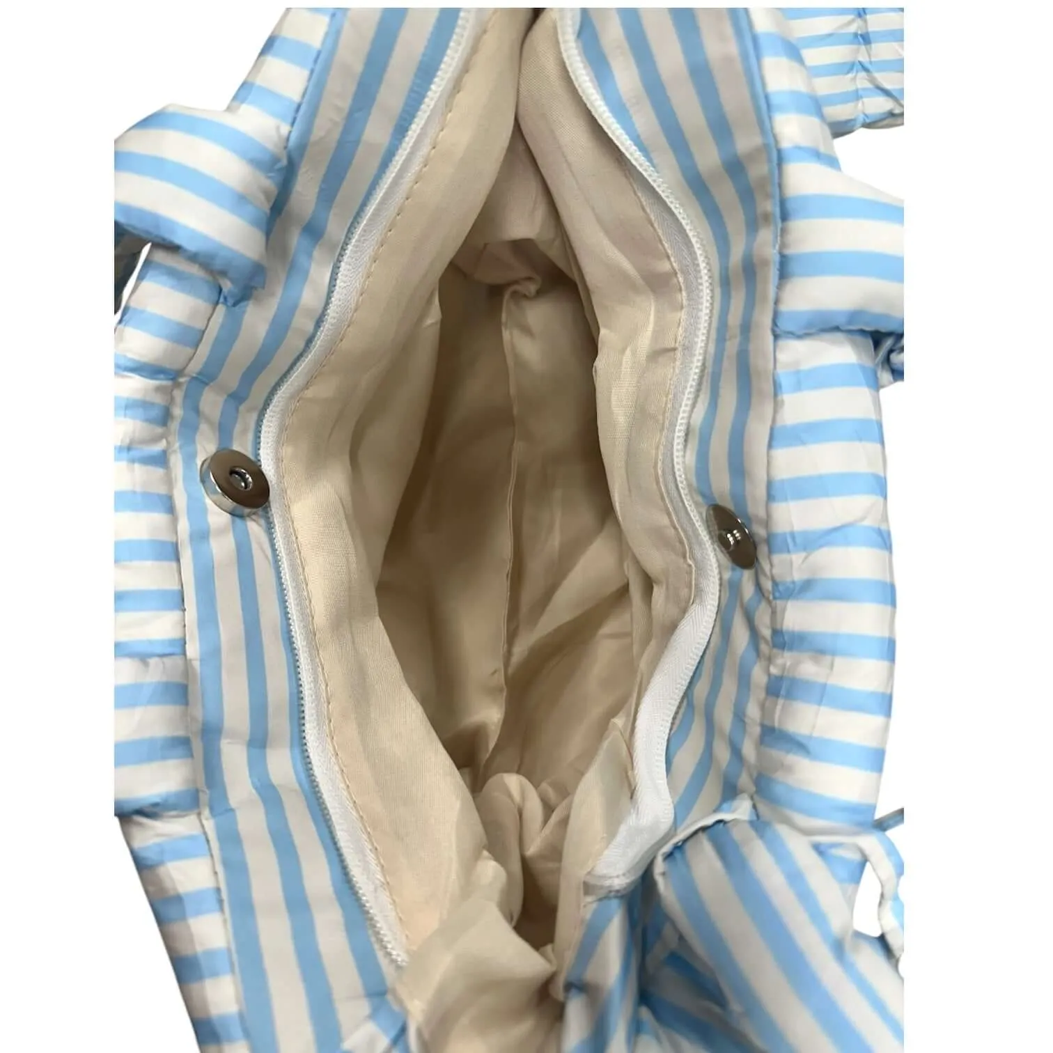 Striped Puff Bow Tie Handbag - Blue
