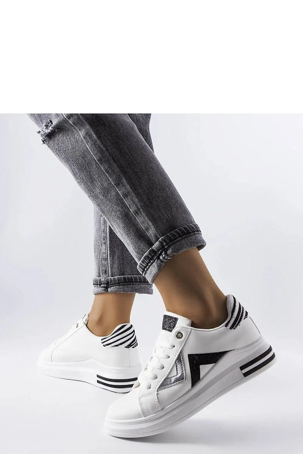 White black platform sneakers