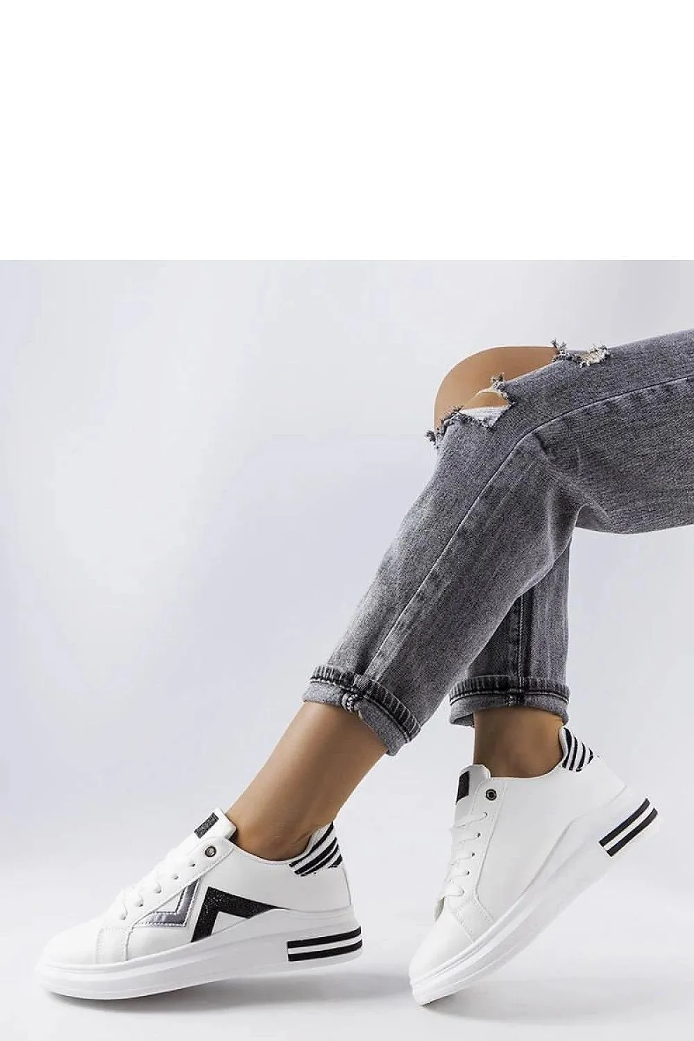 White black platform sneakers