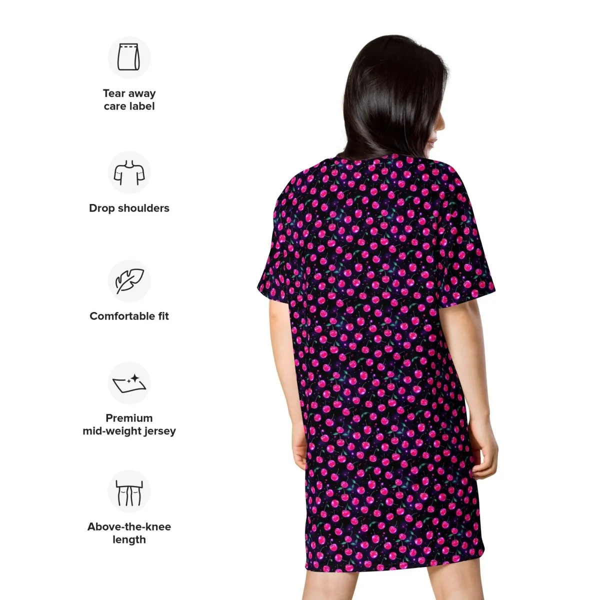 Y2K Cherry Print Oversized T-shirt Dress 2XS-6XL Comfy Ladies Apparel