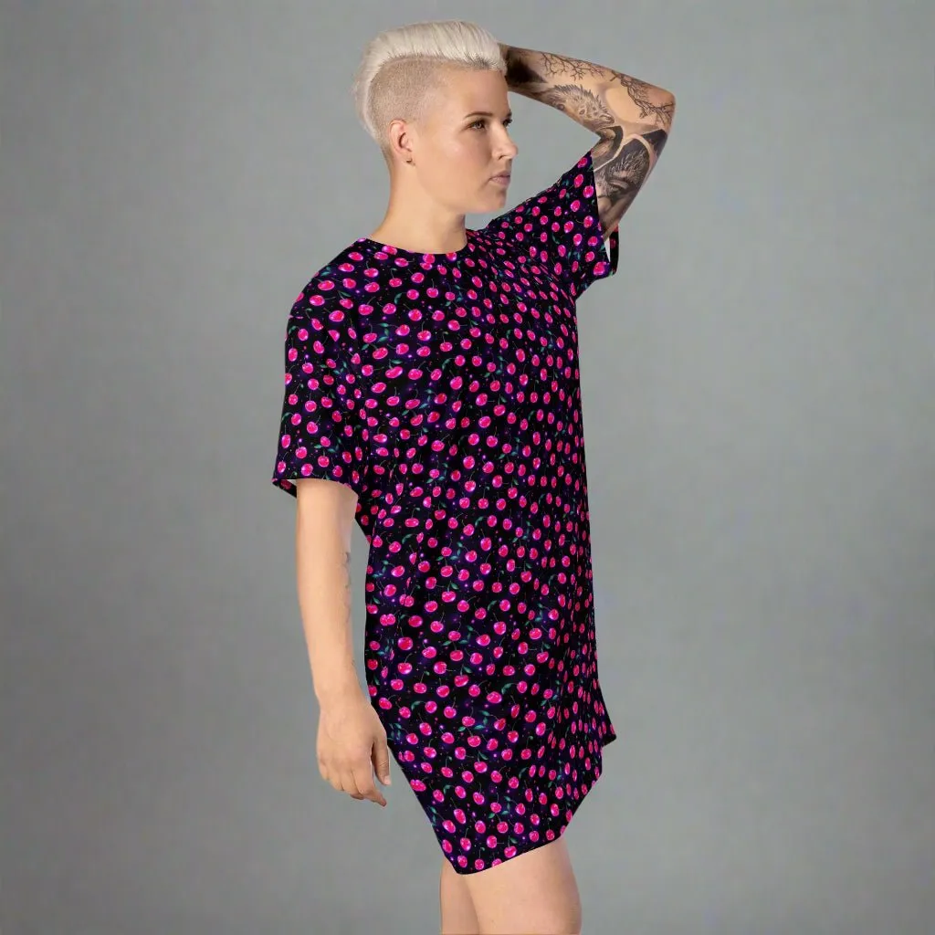 Y2K Cherry Print Oversized T-shirt Dress 2XS-6XL Comfy Ladies Apparel