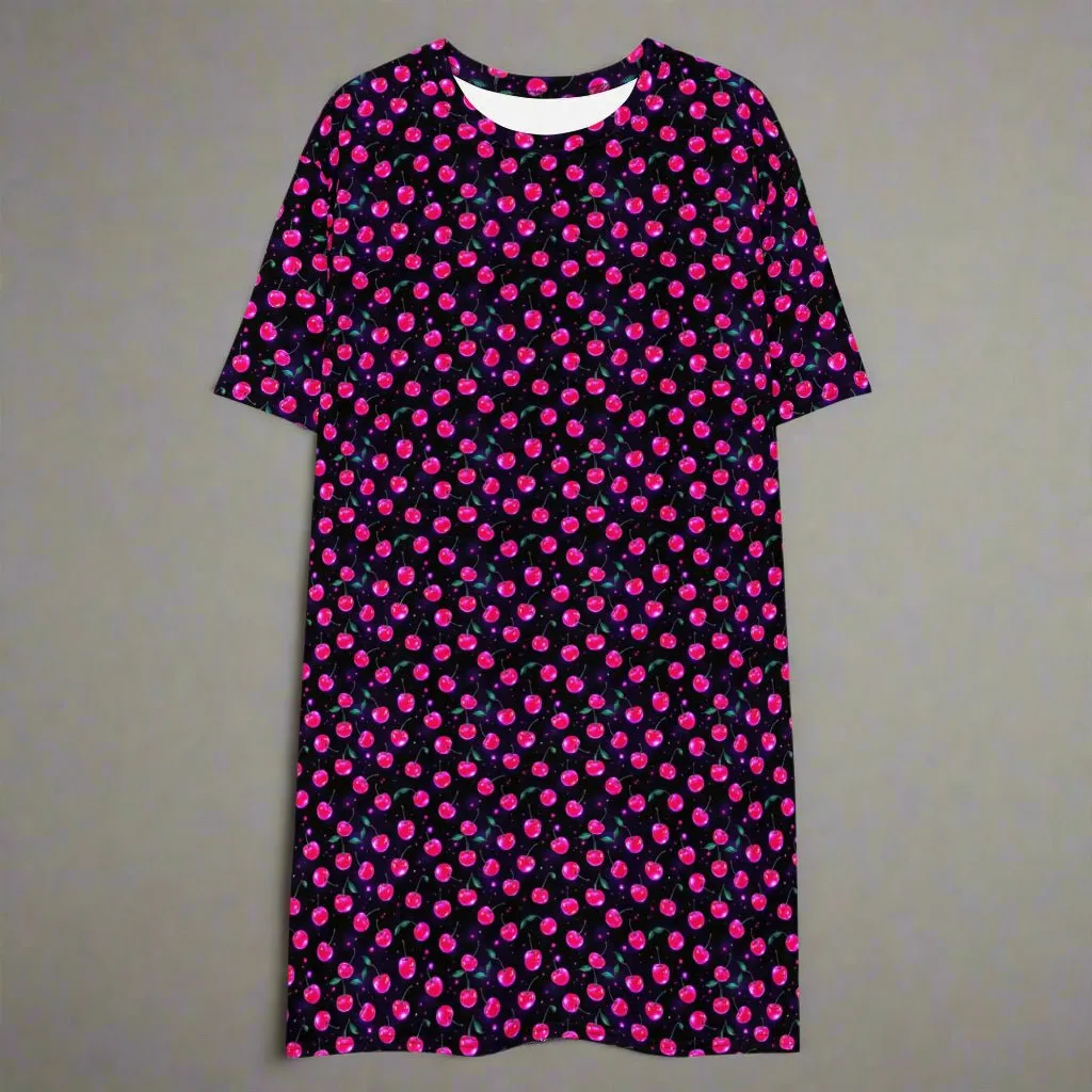 Y2K Cherry Print Oversized T-shirt Dress 2XS-6XL Comfy Ladies Apparel
