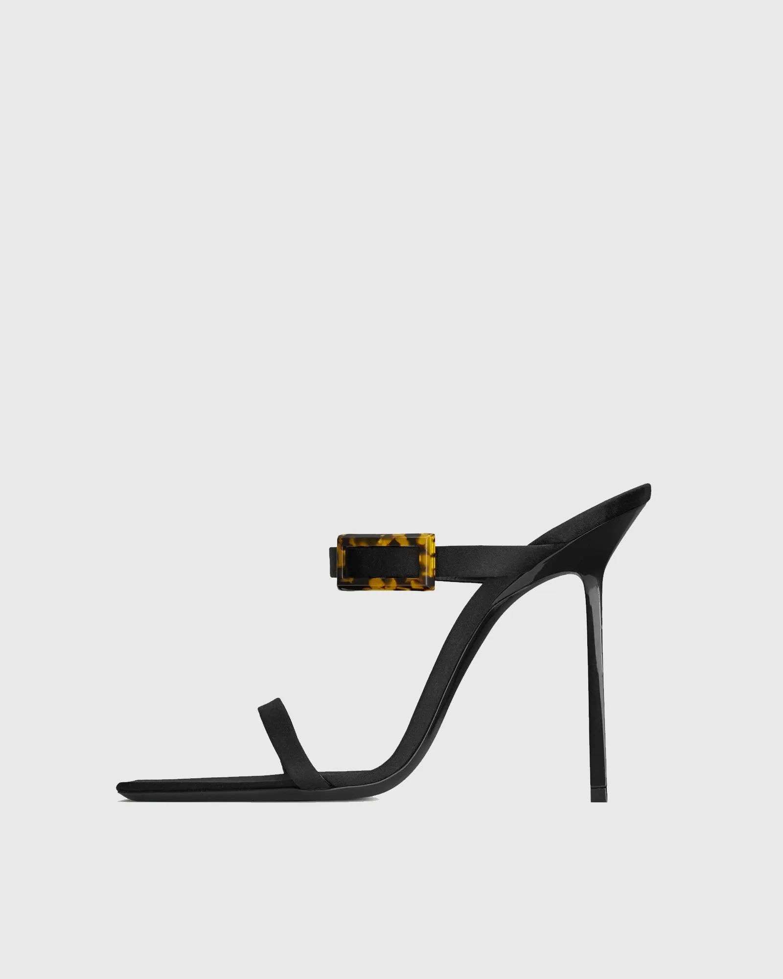 Yejide Buckle Satin Sandals In Black